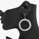 Pave Rhinestone Round Geometric Earring - view 2