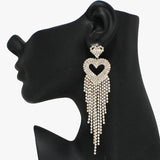 91909, HEART PAVE RHINESTONE DROP EARRING, VALENTINE'S DAY