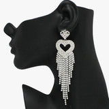 91909, HEART PAVE RHINESTONE DROP EARRING, VALENTINE'S DAY