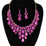 91919, TEARDROP ACCENT RHINESTONE EVENING NECKLACE SET, WEDDING, BRIDAL, PROM