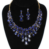 91919, TEARDROP ACCENT RHINESTONE EVENING NECKLACE SET, WEDDING, BRIDAL, PROM