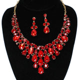 91919, TEARDROP ACCENT RHINESTONE EVENING NECKLACE SET, WEDDING, BRIDAL, PROM