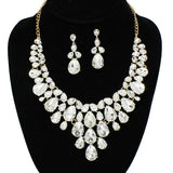 91919, TEARDROP ACCENT RHINESTONE EVENING NECKLACE SET, WEDDING, BRIDAL, PROM