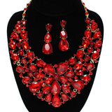 91921, TEARDROP ACCENT RHINESTONE EVENING NECKLACE SET, WEDDING, BRIDAL, PROM