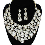 91921, TEARDROP ACCENT RHINESTONE EVENING NECKLACE SET, WEDDING, BRIDAL, PROM