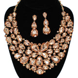 91921, TEARDROP ACCENT RHINESTONE EVENING NECKLACE SET, WEDDING, BRIDAL, PROM
