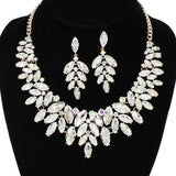 91922, MARQUISE ACCENT RHINESTONE EVENING NECKLACE SET, WEDDING, BRIDAL, PROM