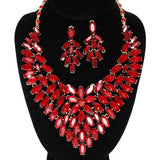 91923, MARQUISE ACCENT RHINESTONE EVENING NECKLACE SET, WEDDING, BRIDAL, PROM