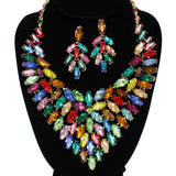 91923, MARQUISE ACCENT RHINESTONE EVENING NECKLACE SET, WEDDING, BRIDAL, PROM