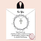 91930, "FOR YOU" GOLD DIPPED, DAINTY CROSS CHARM PENDANT NECKLACE, RELIGIOUS