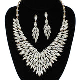 91938, MARQUISE ACCENT RHINESTONE EVENING NECKLACE SET, WEDDING, BRIDAL, PROM