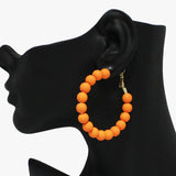 91939, 50MM MATTE FINISH BALL BEAD ROUND HOOP EARRING