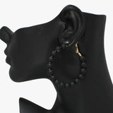 91939, 50MM MATTE FINISH BALL BEAD ROUND HOOP EARRING