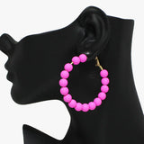 91939, 50MM MATTE FINISH BALL BEAD ROUND HOOP EARRING
