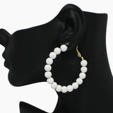 91939, 50MM MATTE FINISH BALL BEAD ROUND HOOP EARRING