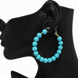 91939, 50MM MATTE FINISH BALL BEAD ROUND HOOP EARRING