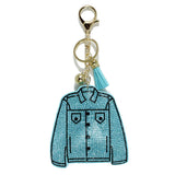 91942, DENIM JACKET CRYSTAL EMBELLISHED KEYCHAIN