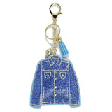 91942, DENIM JACKET CRYSTAL EMBELLISHED KEYCHAIN