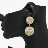 91945, PAVE RHINESTONE BALL DANGLE EARRING, WEDDING, BRIDAL, PROM