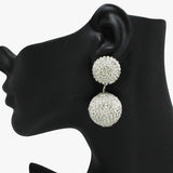 91945, PAVE RHINESTONE BALL DANGLE EARRING, WEDDING, BRIDAL, PROM