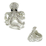 91950, OCTOPUS PAVE RHINESTONE STRETCH RING, SEA LIFE, OCEAN THEME