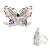91952, BUTTERFLY CUBIC ZIRCONIA ONE SIZE ADJUSTABLE RING