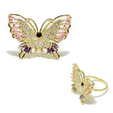 91952, BUTTERFLY CUBIC ZIRCONIA ONE SIZE ADJUSTABLE RING