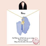 91974, "NOW" GOLD DIPPED, DAINTY CUBIC ZIRCONIA CHARM NECKLACE