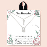 91977, "TRUE FRIENDSHIP" GOLD DIPPED, DAINTY KEY & LOCK CHARM NECKLACE