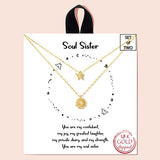 91979, "SOUL SISTER" GOLD DIPPED, DAINTY BUTTERFLY & SUNFLOWER CHARM NECKLACE