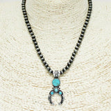 Western Squash Blossom with Navajo Bead Necklace