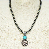 Western Round Leopard Bubble with Navajo Bead Necklace