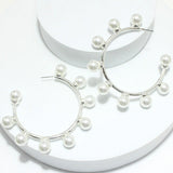 92005, 60MM PEARL STUDDED ROUND HOOP EARRING
