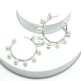 92006, 50MM PEARL STUDDED ROUND HOOP EARRING