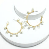 92006, 50MM PEARL STUDDED ROUND HOOP EARRING