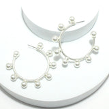 92006, 50MM PEARL STUDDED ROUND HOOP EARRING