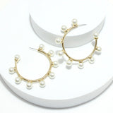 92006, 50MM PEARL STUDDED ROUND HOOP EARRING