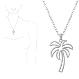 Tropical Palm Tree Cutout Pendant Necklace
