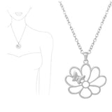 92033, FLOWER & BEE CUTOUT PENDANT NECKLACE