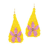 92040, FLOWER PRINT SEED BEAD EARRING