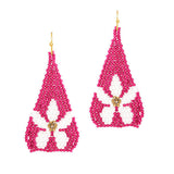 92040, FLOWER PRINT SEED BEAD EARRING