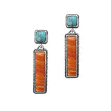 Western Rectangle Turquoise Stone Earring
