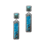 Western Rectangle Turquoise Stone Earring - view 2