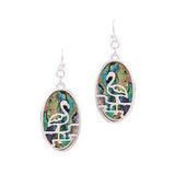 Tropical Flamingo Cutout with Abalone Oval Shell Earring