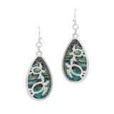 SEA Turtle Cutout with Abalone Teardrop Shell Earring, Ocean