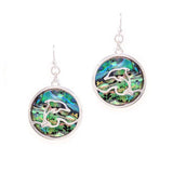 Dolphin Cutout with Abalone Round Shell Earring, SEA Life, Ocean