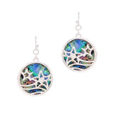Starfish Cutout with Abalone Round Shell Earring, SEA Life, Ocean