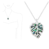 Tropical Leaf Cutout with Abalone Shell Pendant Necklace