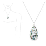 92054, GARDEN DRAGONFLY CUTOUT WITH ABALONE TEARDROP SHELL PENDANT NECKLACE