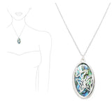 92055, GARDEN BUTTERFLY CUTOUT WITH ABALONE OVAL SHELL PENDANT NECKLACE